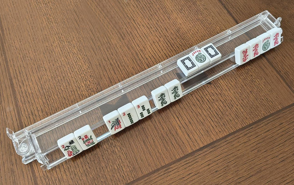 Mahjong "Flip Finish" Tile Racks - Clear Acrylic (Set of 4) with Pushers & Winning Hand Reveal