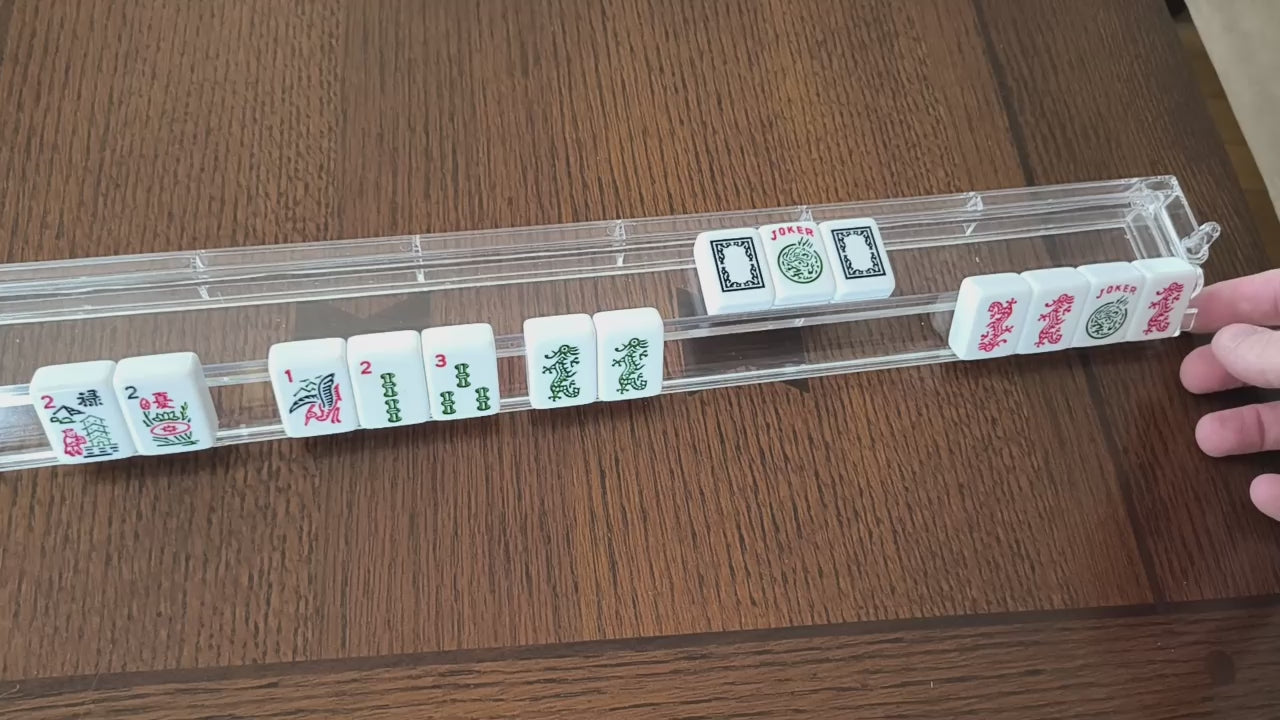 Mahjong "Flip Finish" Tile Racks - Clear Acrylic (Set of 4) with Pushers & Winning Hand Reveal